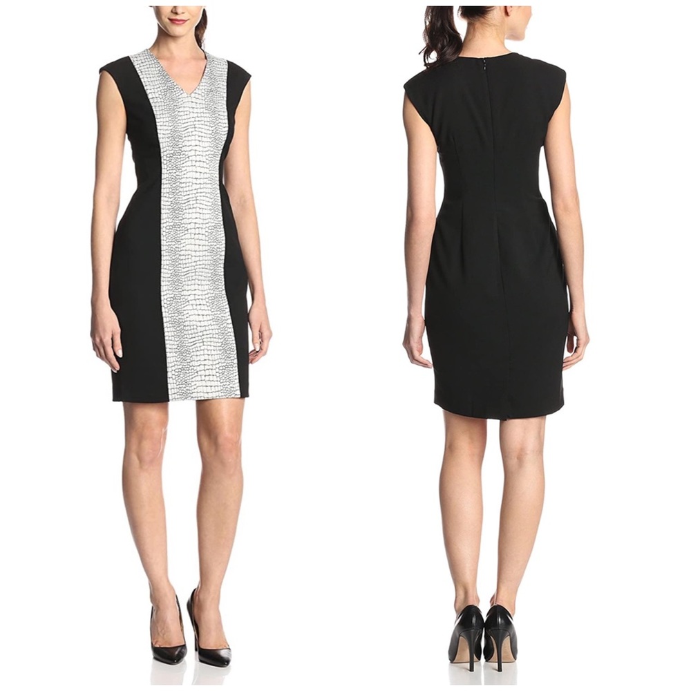 Calvin Klein Animal Print Sheath Midi Dress Large